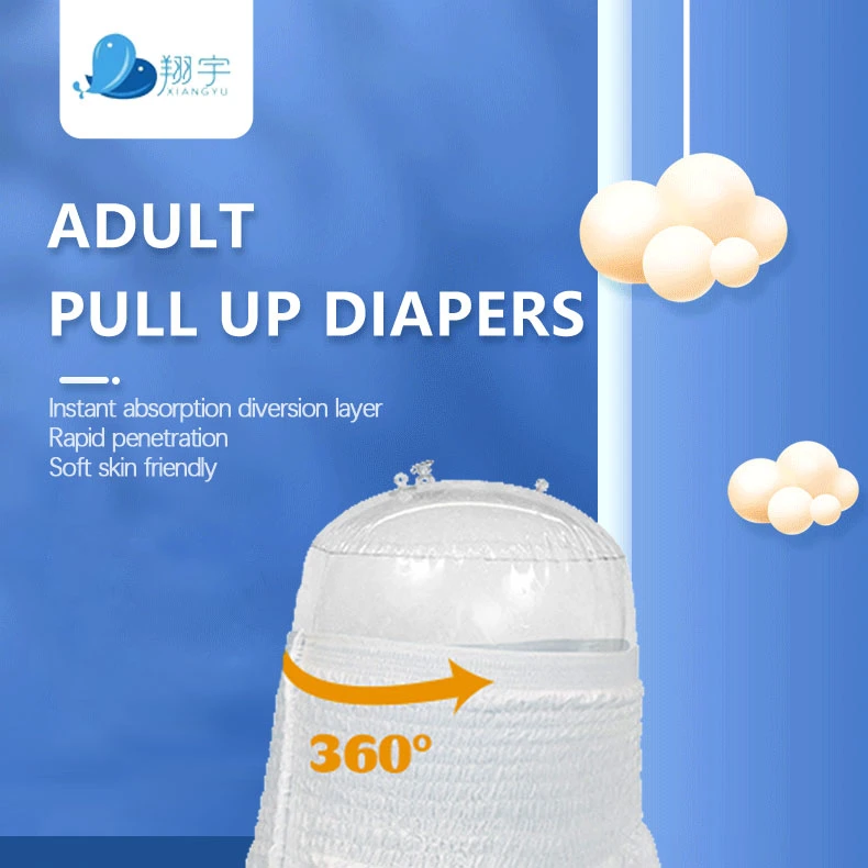 Disposable Cotton Adult Pull up Diaper Pant for Old People Comfortable Surface Quick Dry Unisex Incontinence Pull up Diaper Pants